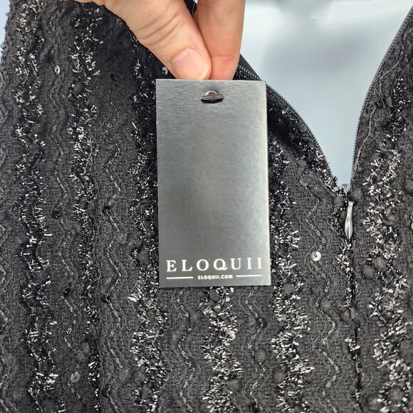 Eloquii Sequin Cold Shoulder Long Bell Sleeve Cocktail Dress Bow Detail Size 18 - Picture 4 of 6